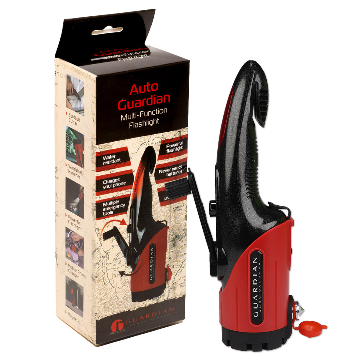 Auto Guardian Multi-Function Hand-crank Vehicle Flashlight