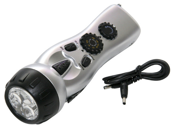 Flashlight with Radio and Cell Phone Charger