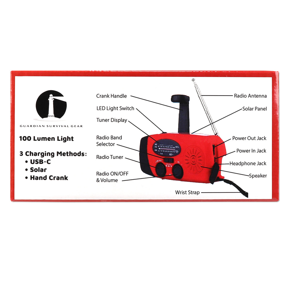 4 in 1 Solar Weather Radio, Flashlight and Charger